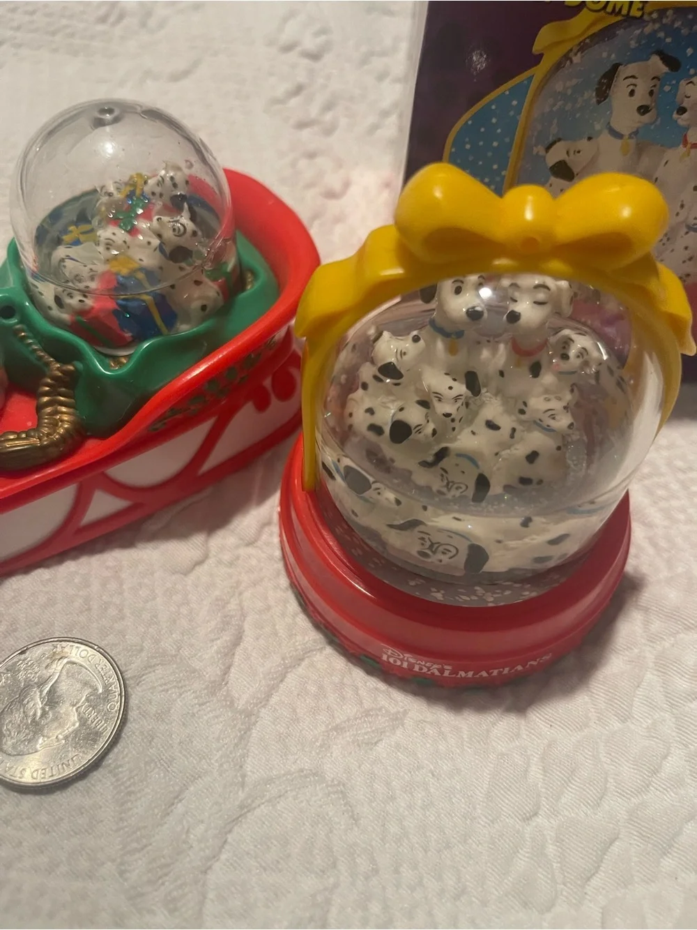 Disney 101 Dalmatians Red Yellow Green Snow Dome Set